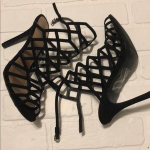 Missimo black caged heels
